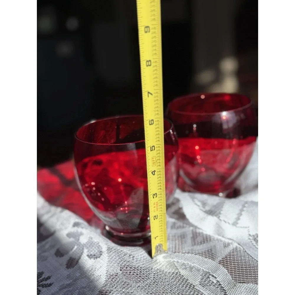 Set Of 2 Celebrations Red Candle‎ Holders Vases by Crystal Clear Industries
